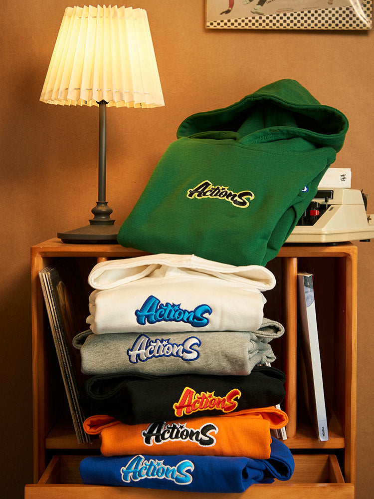 Actions Embroidery Hoodies - White