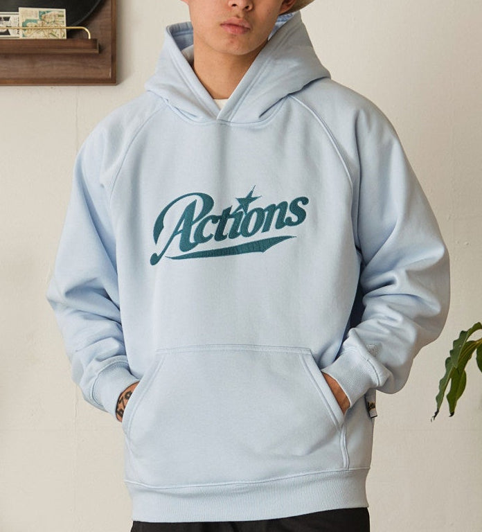 Actions Embroidery Hoodies - Sky Blue