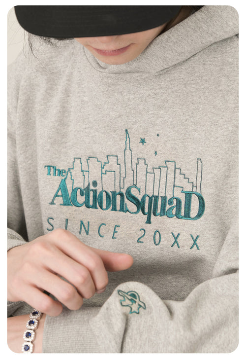 ActionSquaD Embroidery Hoodies - Gray