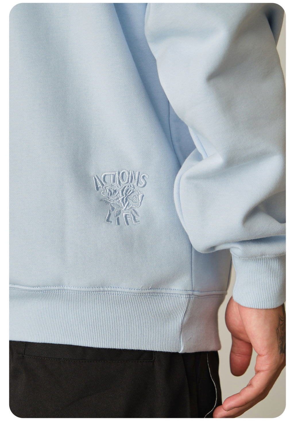 Actions Embroidery Hoodies - Sky Blue