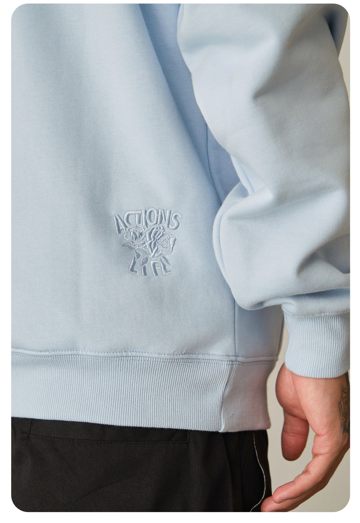 Actions Embroidery Hoodies - Sky Blue
