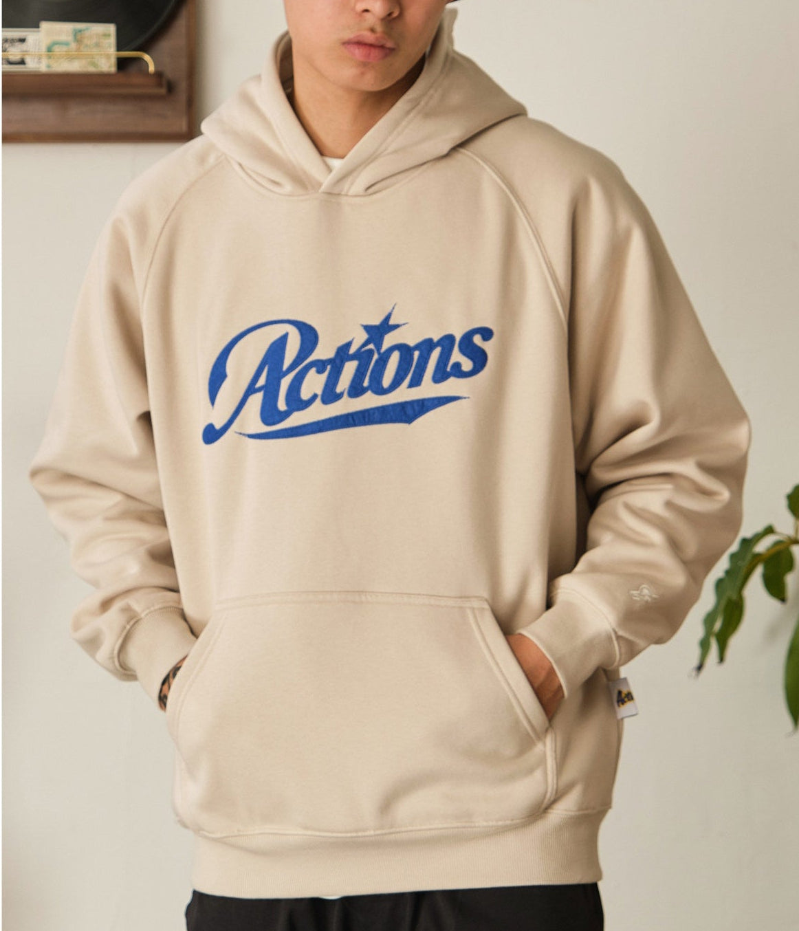 Actions Embroidery Hoodies - Khaki
