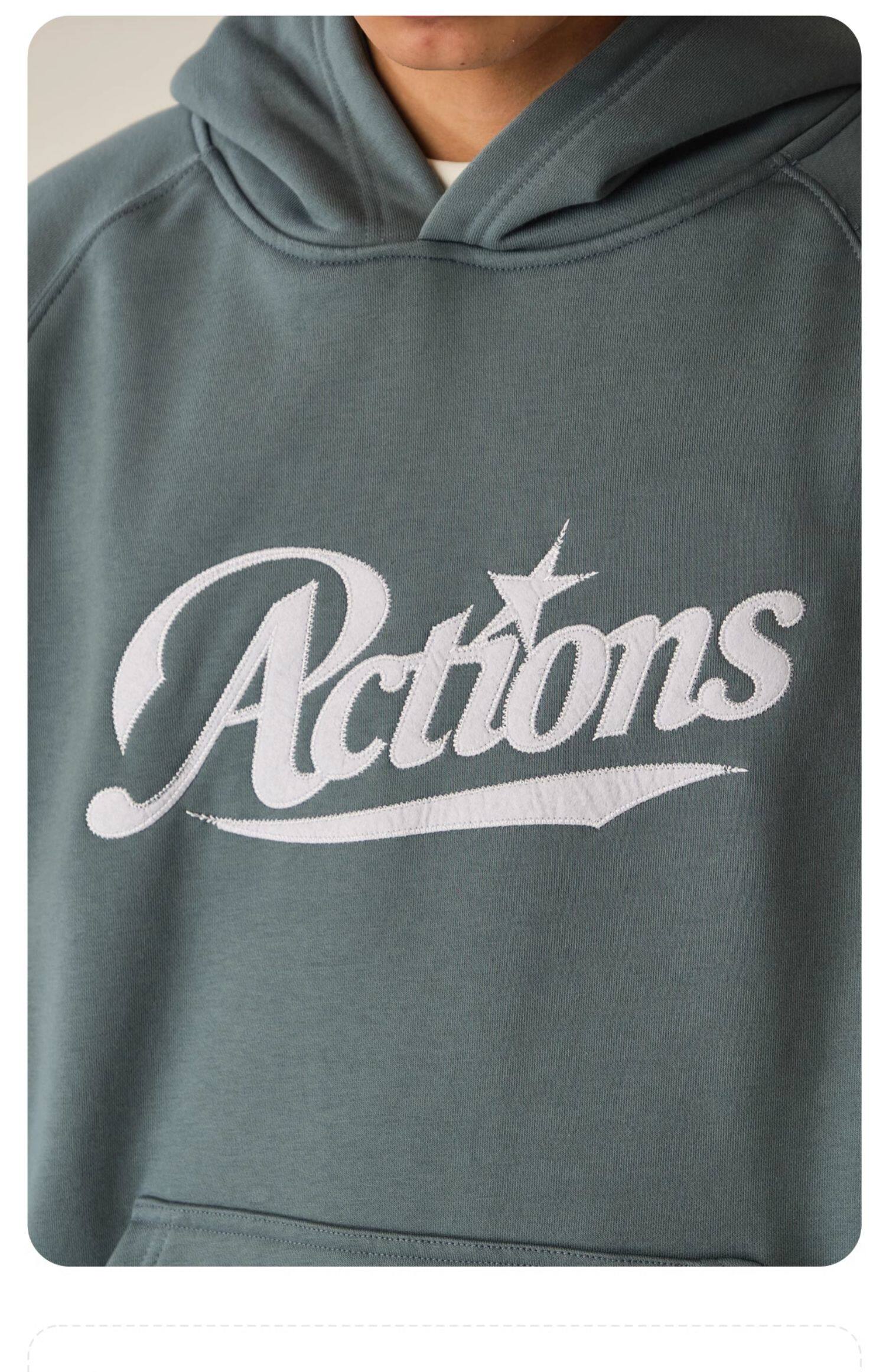 Actions Embroidery Hoodies - Blue-gray
