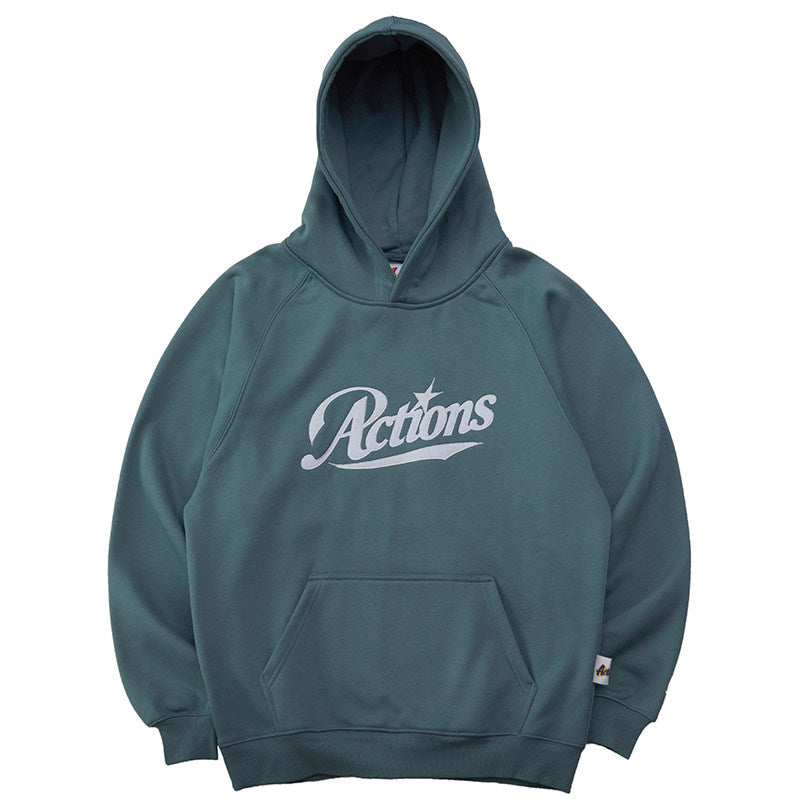 Actions Embroidery Hoodies - Blue-gray