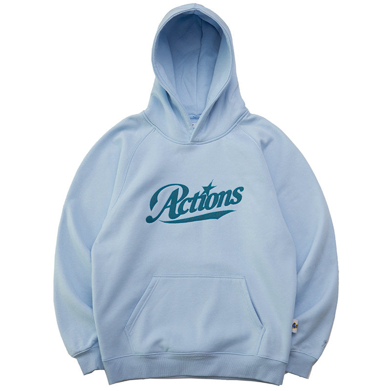 Actions Embroidery Hoodies - Sky Blue