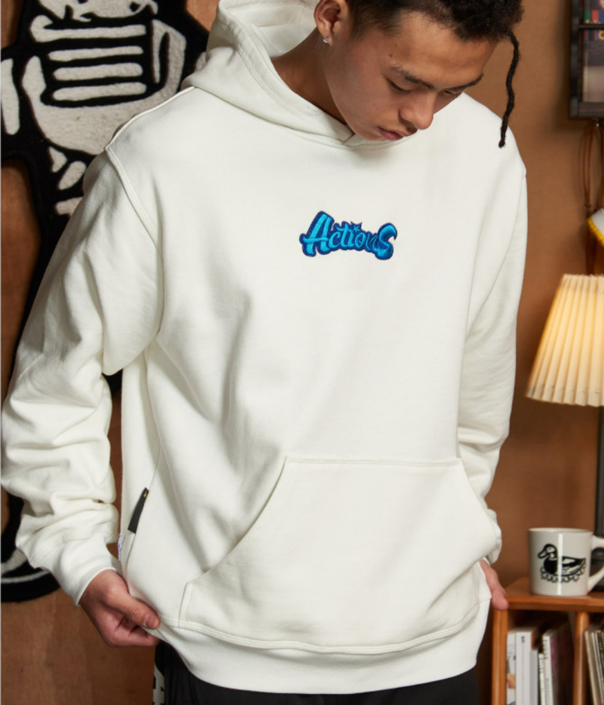 Actions Embroidery Hoodies - White