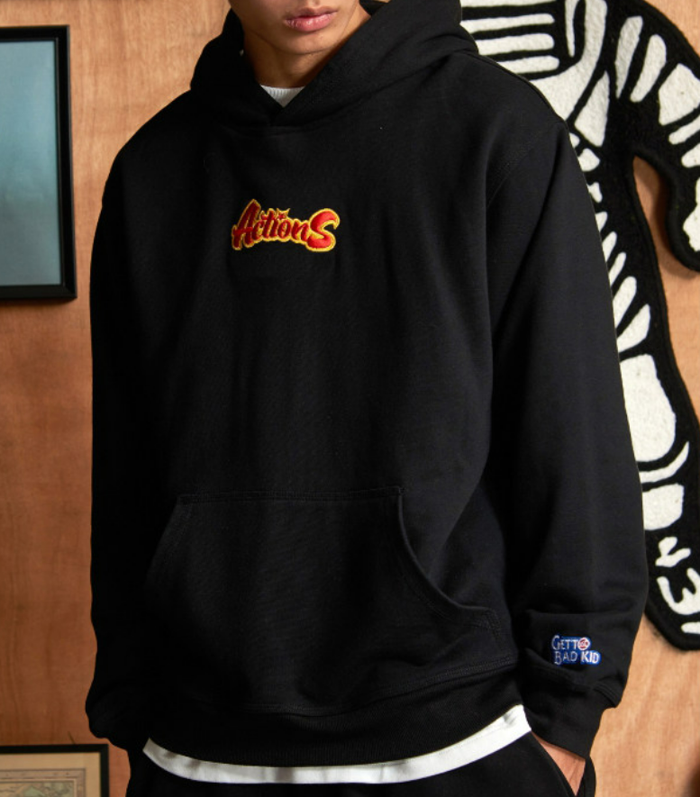 Actions Embroidery Hoodies - Black